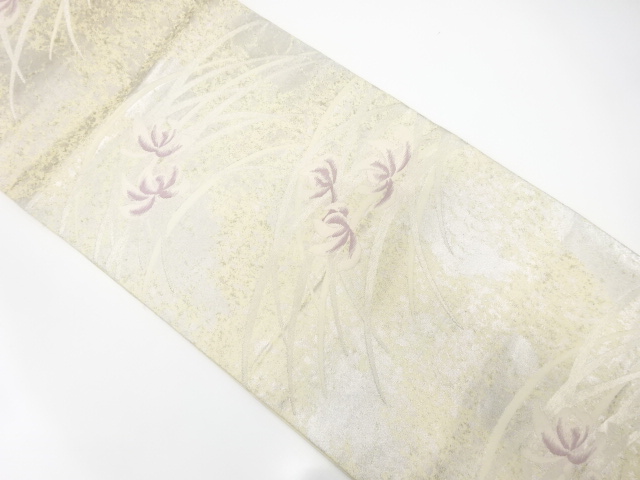 アンティーク　引箔　草花模様織り出し袋帯（着用可）